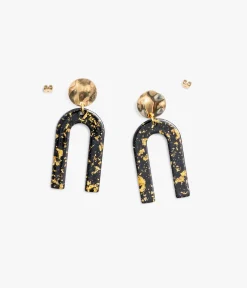 BOUCLES D'OREILLES BRUNE NOIR