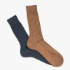 CHAUSSETTES ADELON MARINE ET COGNAC
