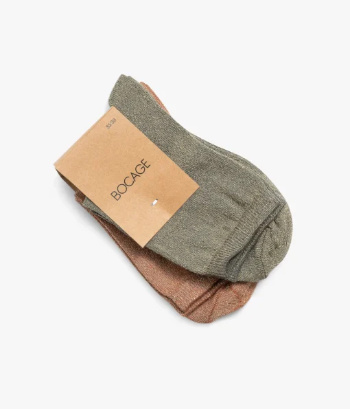 CHAUSSETTES NACRE VERT ET OCRE