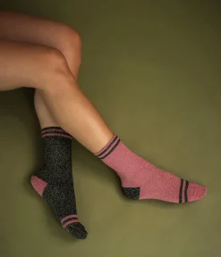 CHAUSSETTES NAWEL NOIR ET ROSE