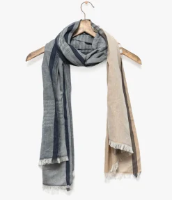 ECHARPE ROMARIO BLEU ET BEIGE
