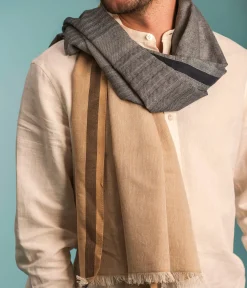 ECHARPE ROMARIO BLEU ET BEIGE